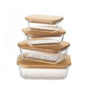 4in1 Lock Fresh Glass Bowl Set With Bamboo Lid
