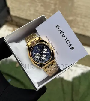 Functional Chronograph Poedagar Watches in Gold and Silver Chain Strap