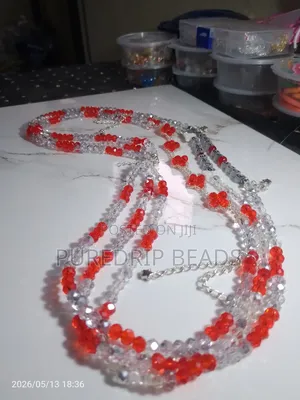 Vancleef Inspired Silvery Red Waistbead Set