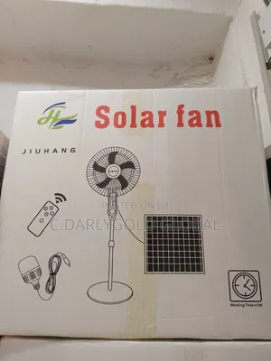 Solar 16inches Black Rechargeable Fan