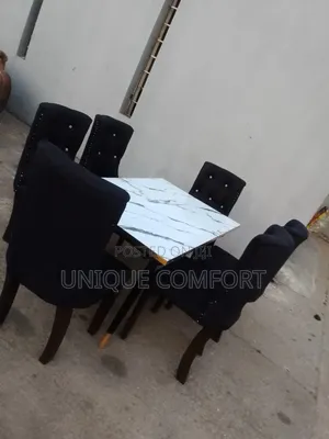 Brand New Top Quality 6 Seaters Faux Marble Dinning Table With Chairs