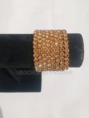 Luxury Gold Rhinestone Wide Cuff Bracelet