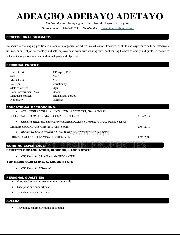 Management And Sales Representative