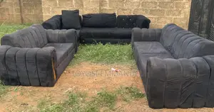 Complete Set of v-Shaped Couch Navy Blue Color With Just 2 Month