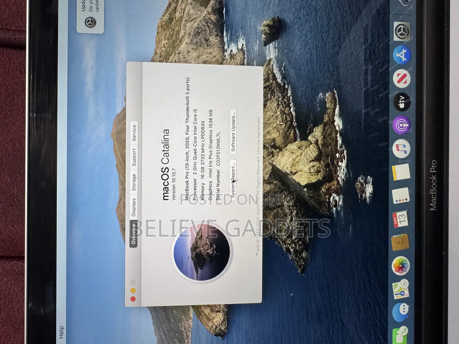 Laptop Apple MacBook Pro 2020 16GB Intel Core i5 SSD 512GB