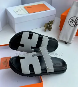 Hermes Black Leather Slippers