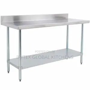 Stainless Steel Commercial Kitchen Prep Working Table With Backsplash