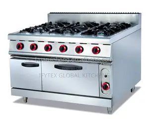 Stainless Steel Gas Stove With 6-Burner and Gas Oven