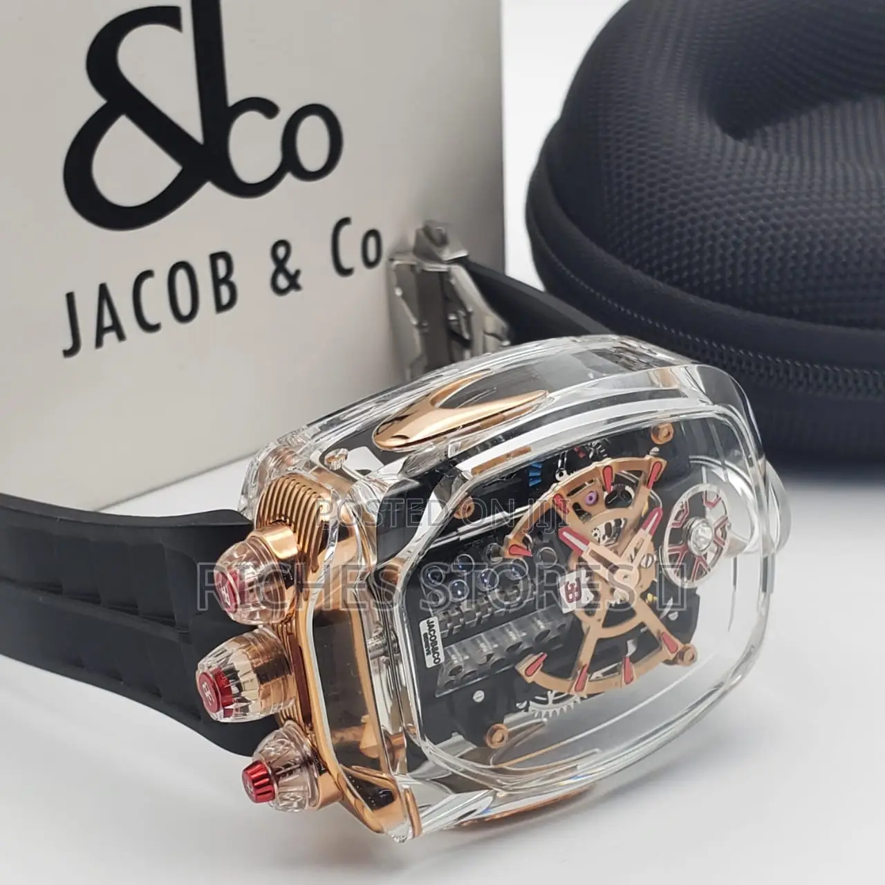 Jacob Co Male Watch Rubber Strap Automatic System