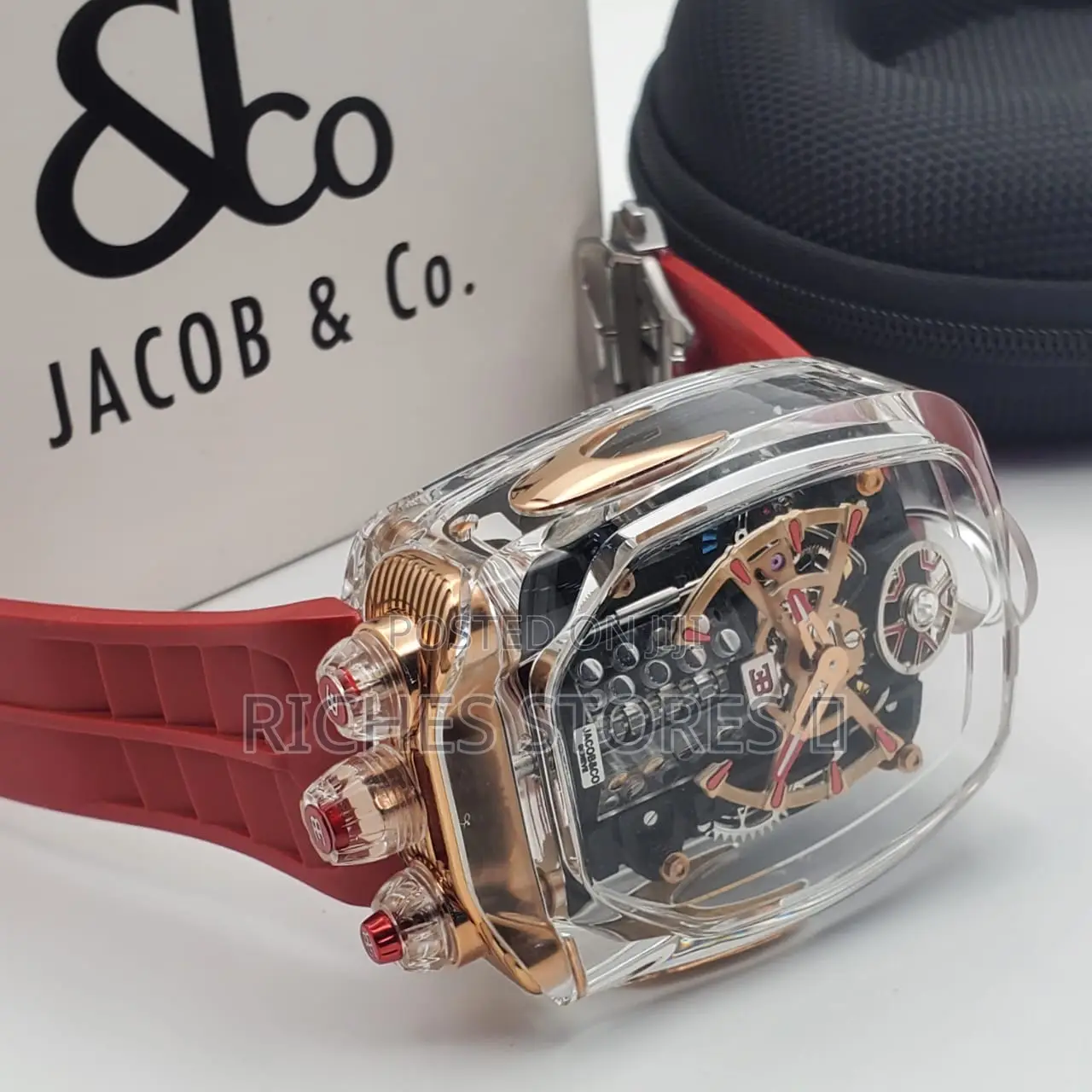 Jacob Co Male Watch Rubber Strap Automatic System