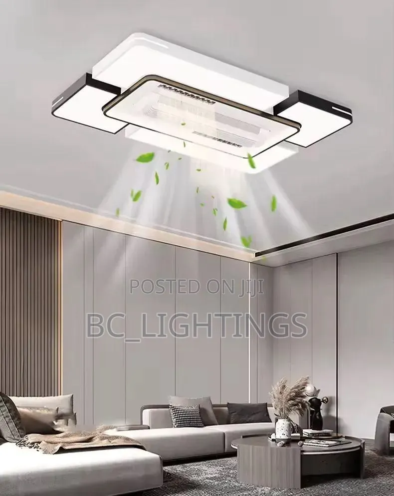 Modern Luxury Bladeless Ceilingfan Chandelier Light With Remote 1100mm