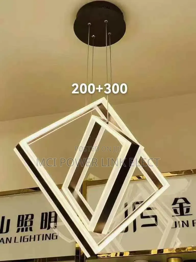 Led Chandelier Blue and Warm Double Square