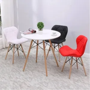 Set of Dinning Table 3 Multi Coloured Top Leather Chairs