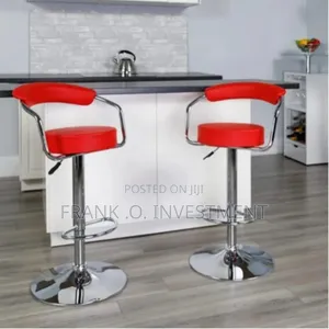 Barstool With Arms and Chrome Base - Red - Set of 2
