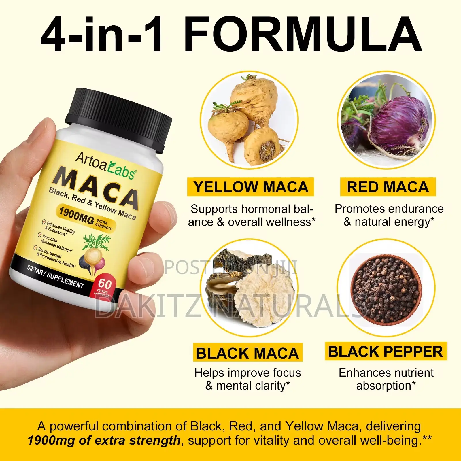 Pure Maca Capsule for Energy Vitality