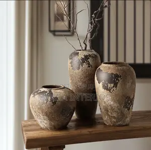 Rustic Ceramic Flower Vase Set (3 Pieces