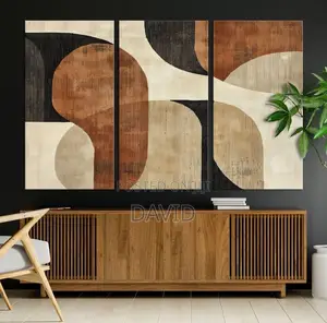 Modern Abstract Geometric Wall Art Neutral Mid Century Canvas Print