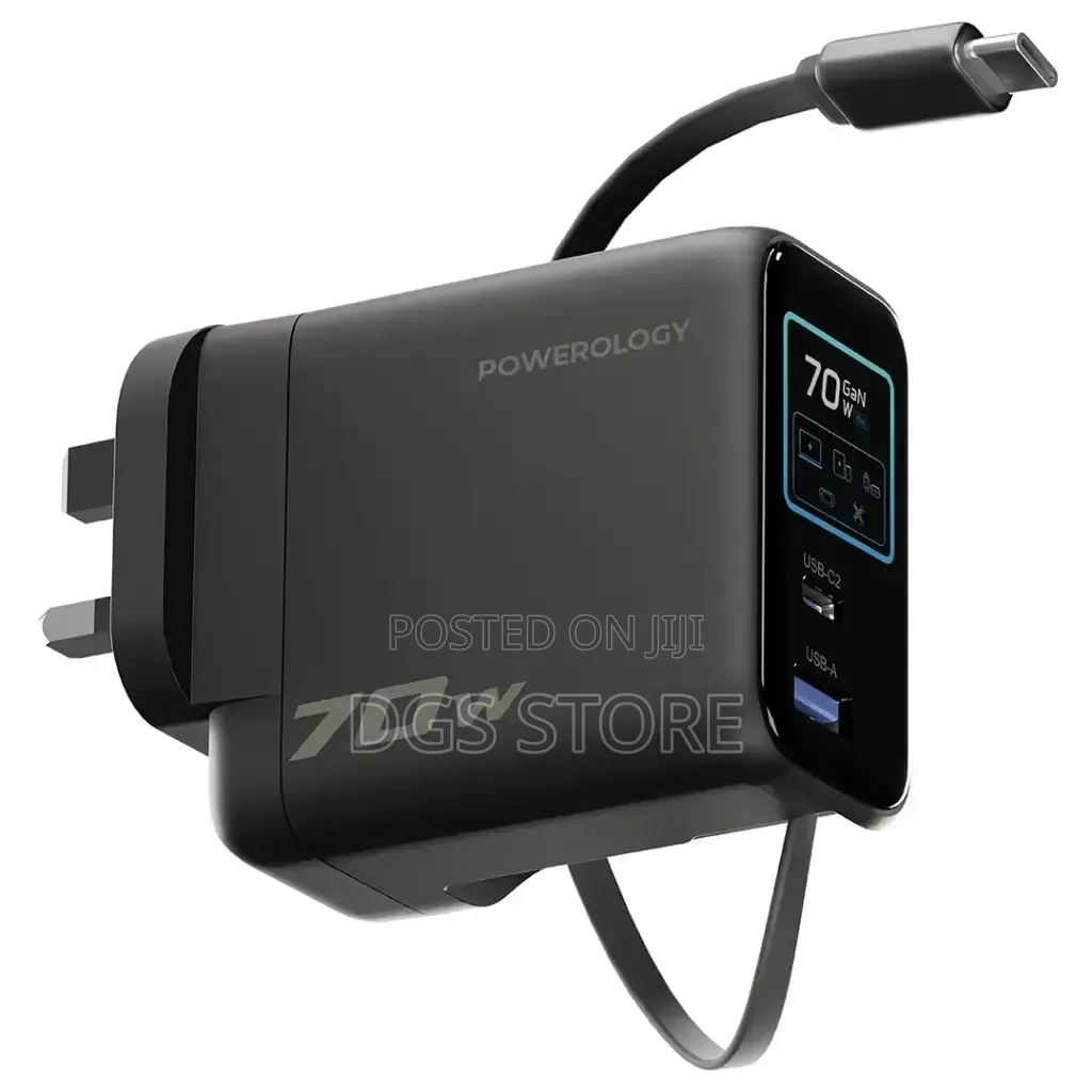 Powerology 70w Ai TFT Adapter Retractable Type C Cable