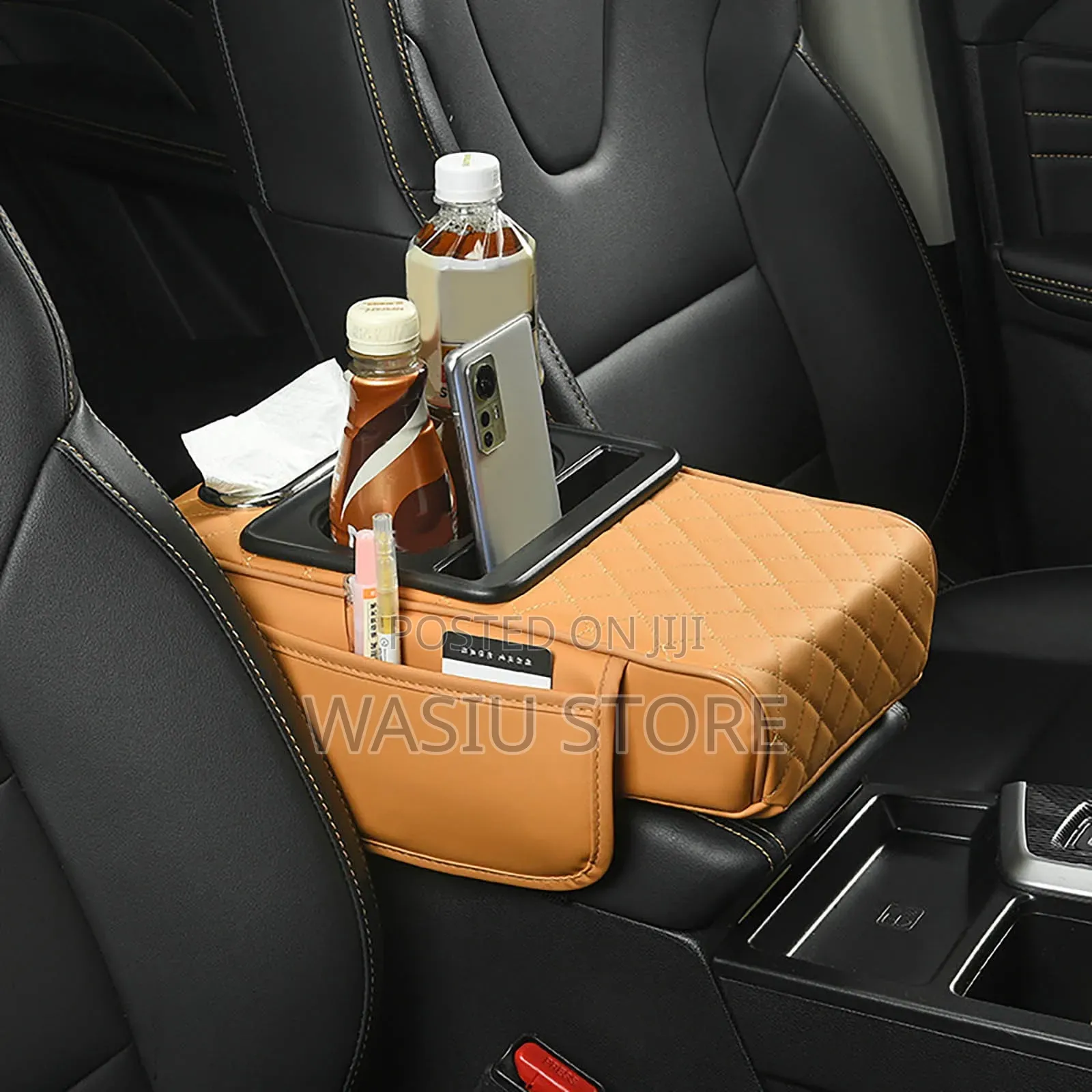 Multi-Functional Car Armrest Organizer and Cushion