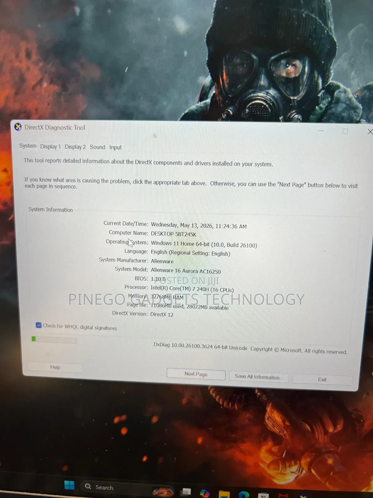 Laptop Alienware 16 Aurora 32GB Intel Core i7 SSD 1T