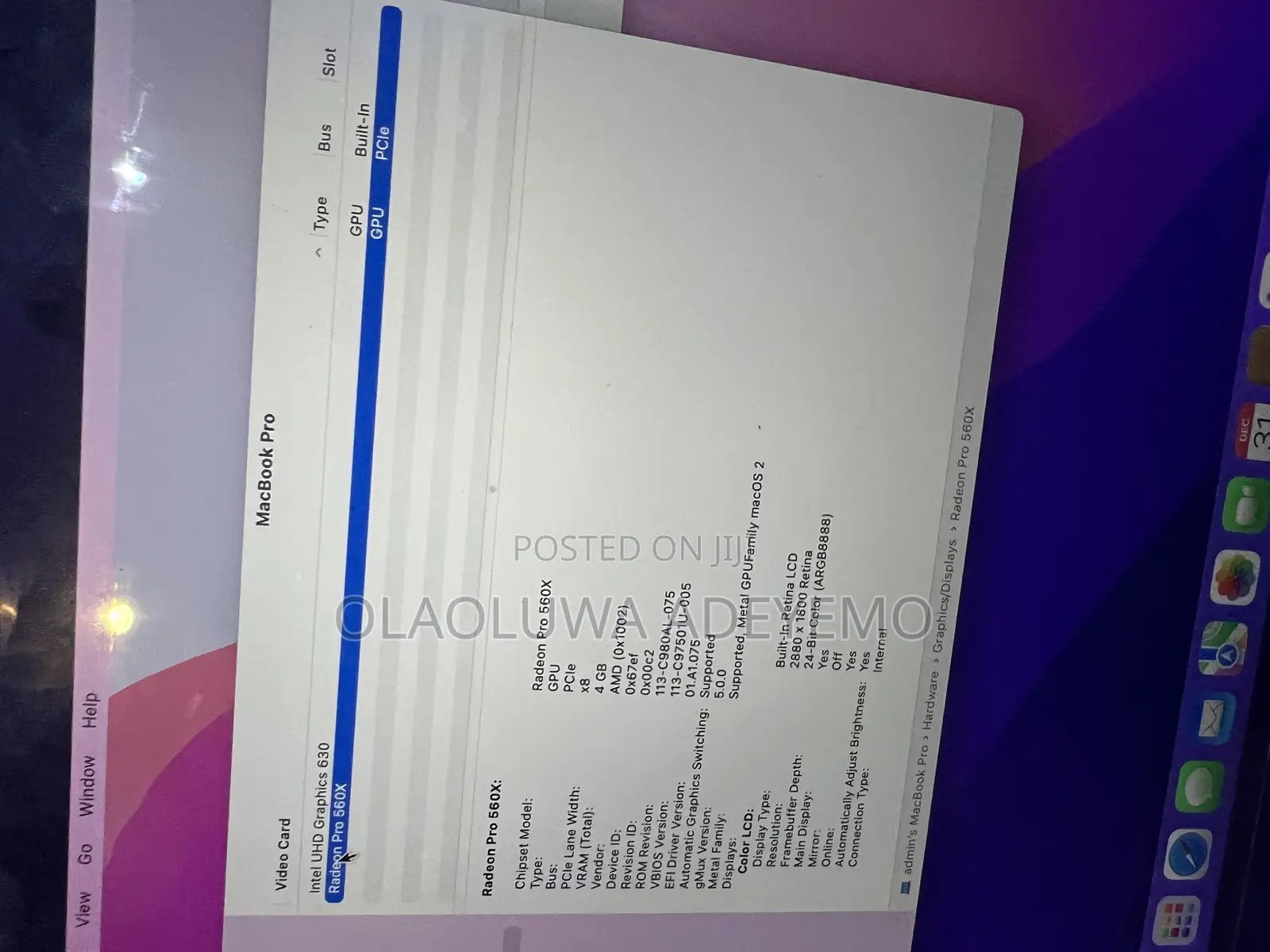 Laptop Apple MacBook Pro 2018 32GB Intel Core i7 SSD 1T