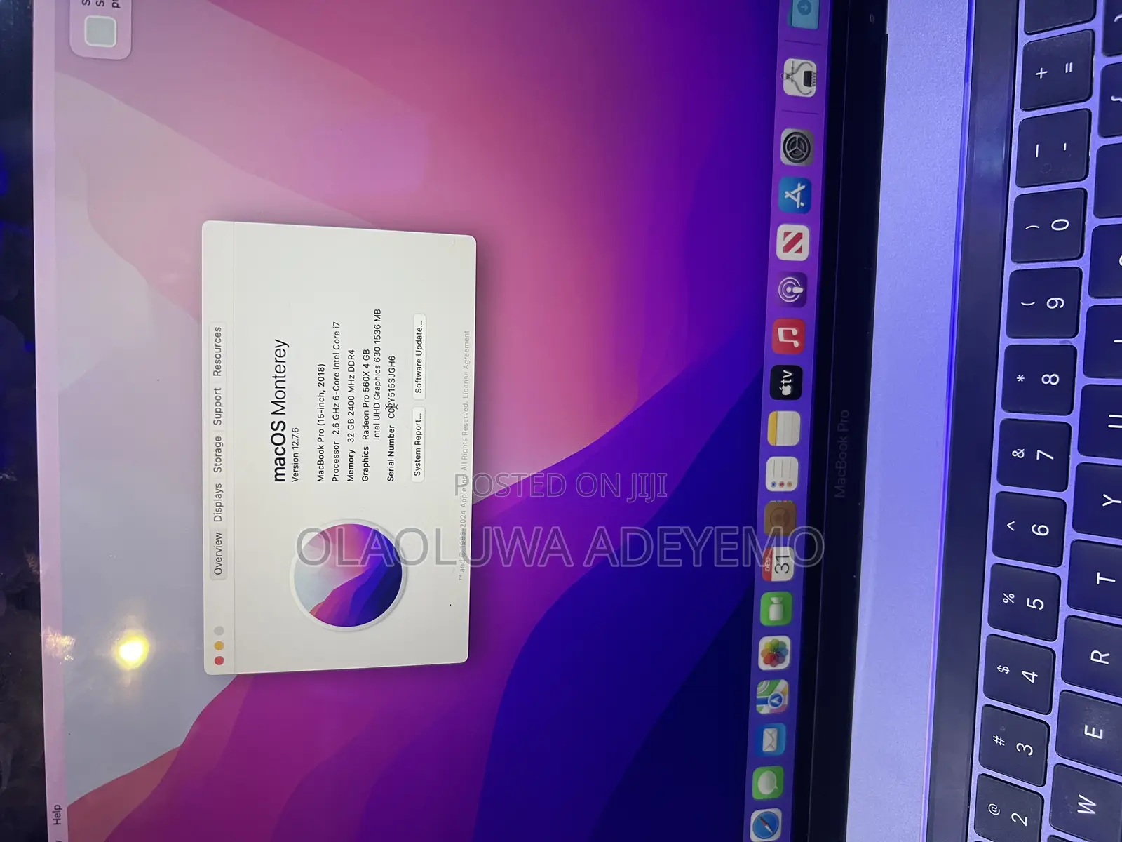 Laptop Apple MacBook Pro 2018 32GB Intel Core i7 SSD 1T