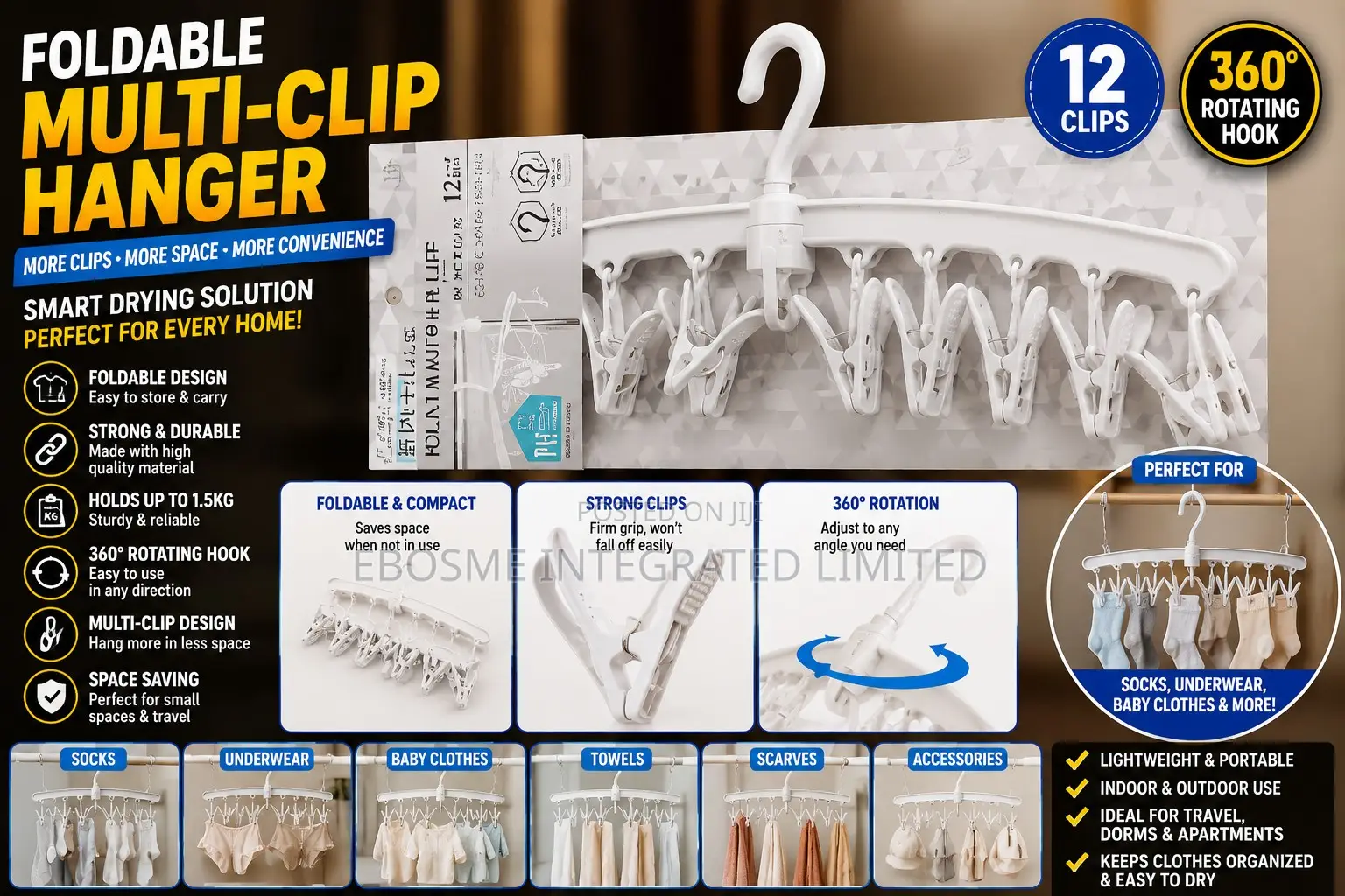 Foldable Multi Clip Hanger