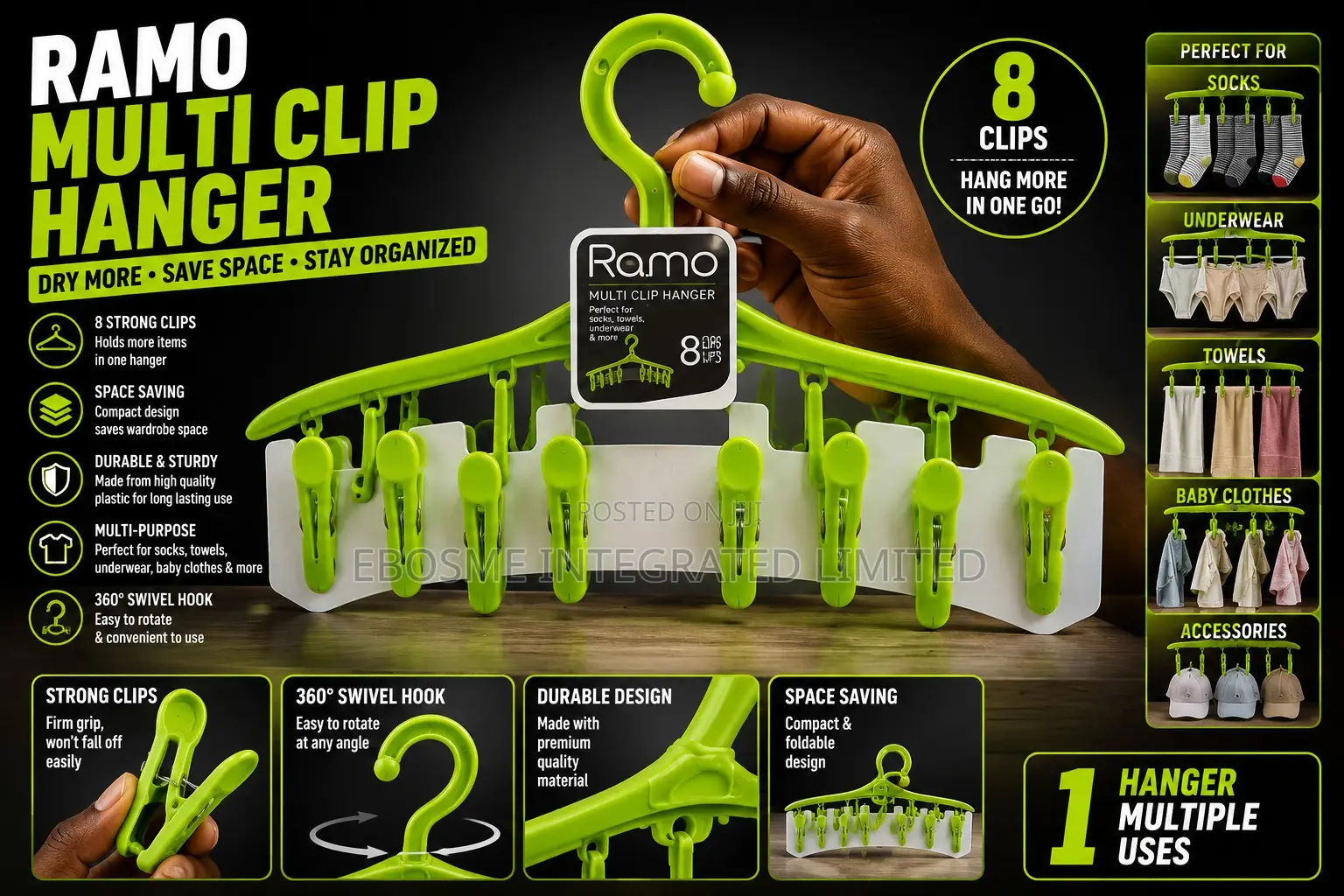 Green Multiclip Hanger