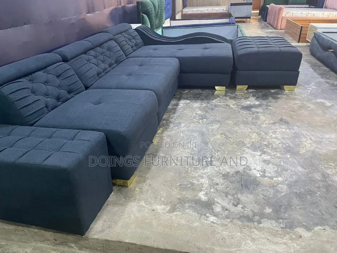 Blue Drafted Sofa