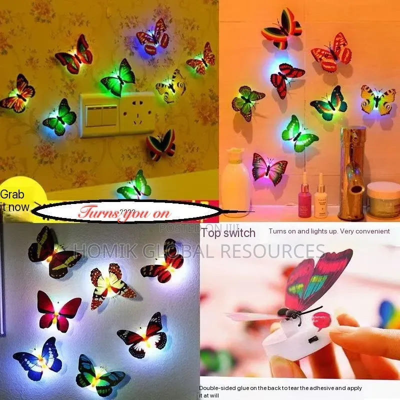 1pc Butterfly Wall Led Light Sticker