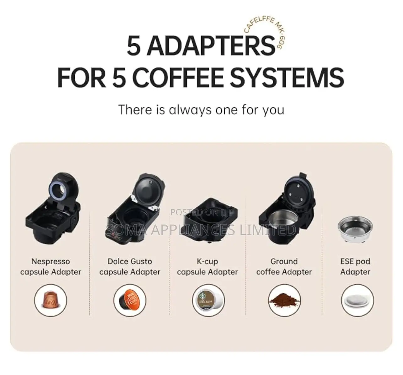 Cafelffe Mk-606 5-in-1 Capsule Coffee Machine