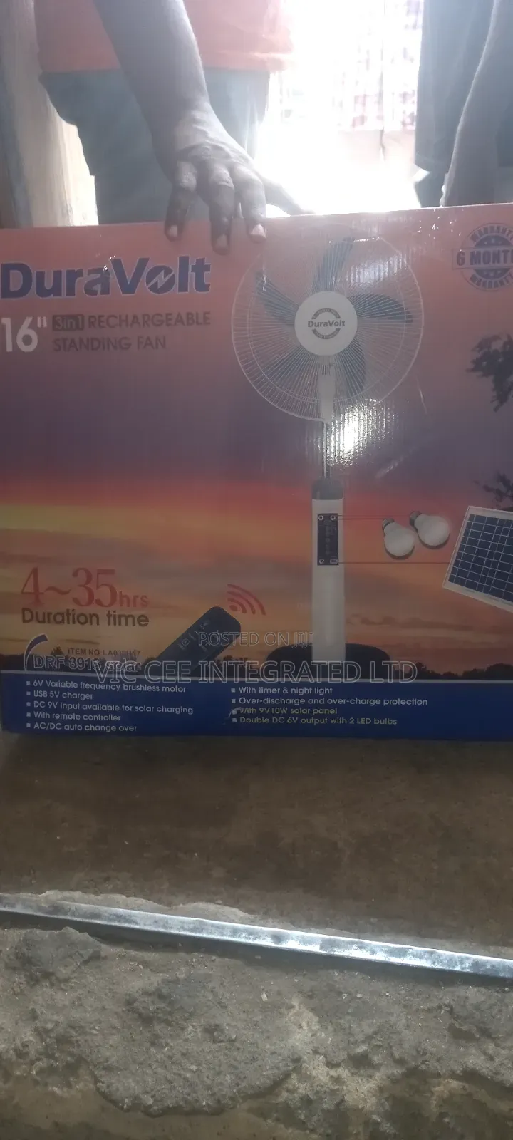 Duravolt Rechargeable Fan 16"