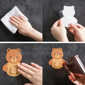 1pc Multifunctional Cute Bear Tile Mounted Mini Storage Container