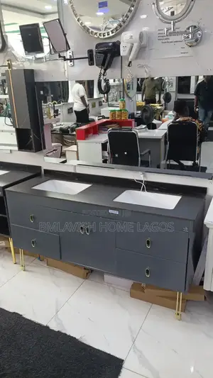 Executive Turkish Black Double Bowl Cabinet Basin.