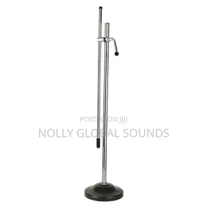 Silver Round Base Microphone Boom Arm Adjustable Floor Stand