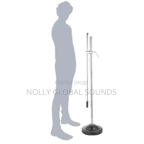 Silver Round Base Microphone Boom Arm Adjustable Floor Stand