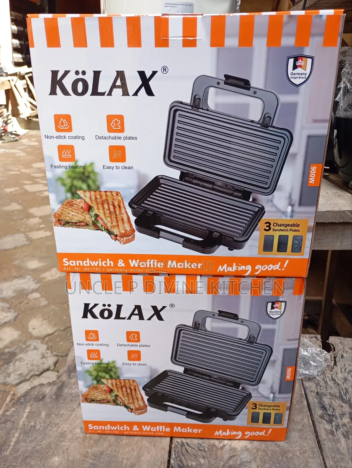 Kolax 3in1 Interchangeable Sandwich Maker/ Toaster, 900w