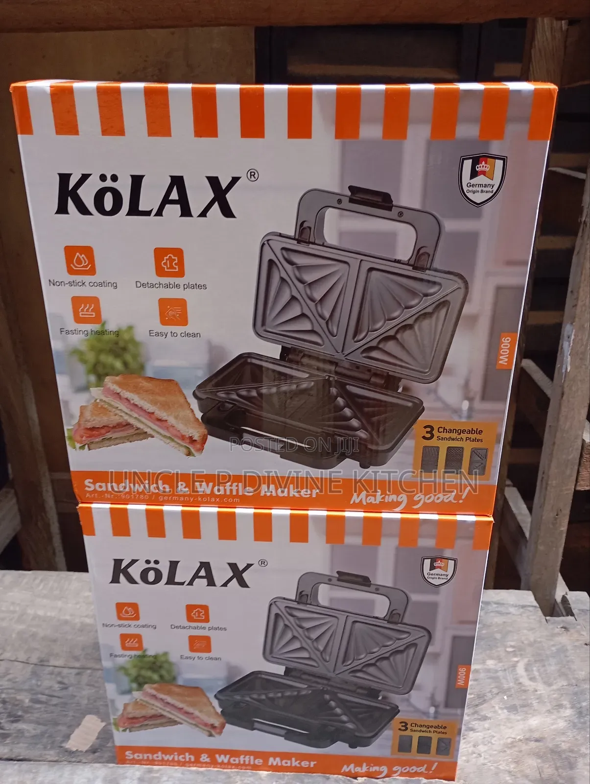 Kolax 3in1 Interchangeable Sandwich Maker/ Toaster, 900w