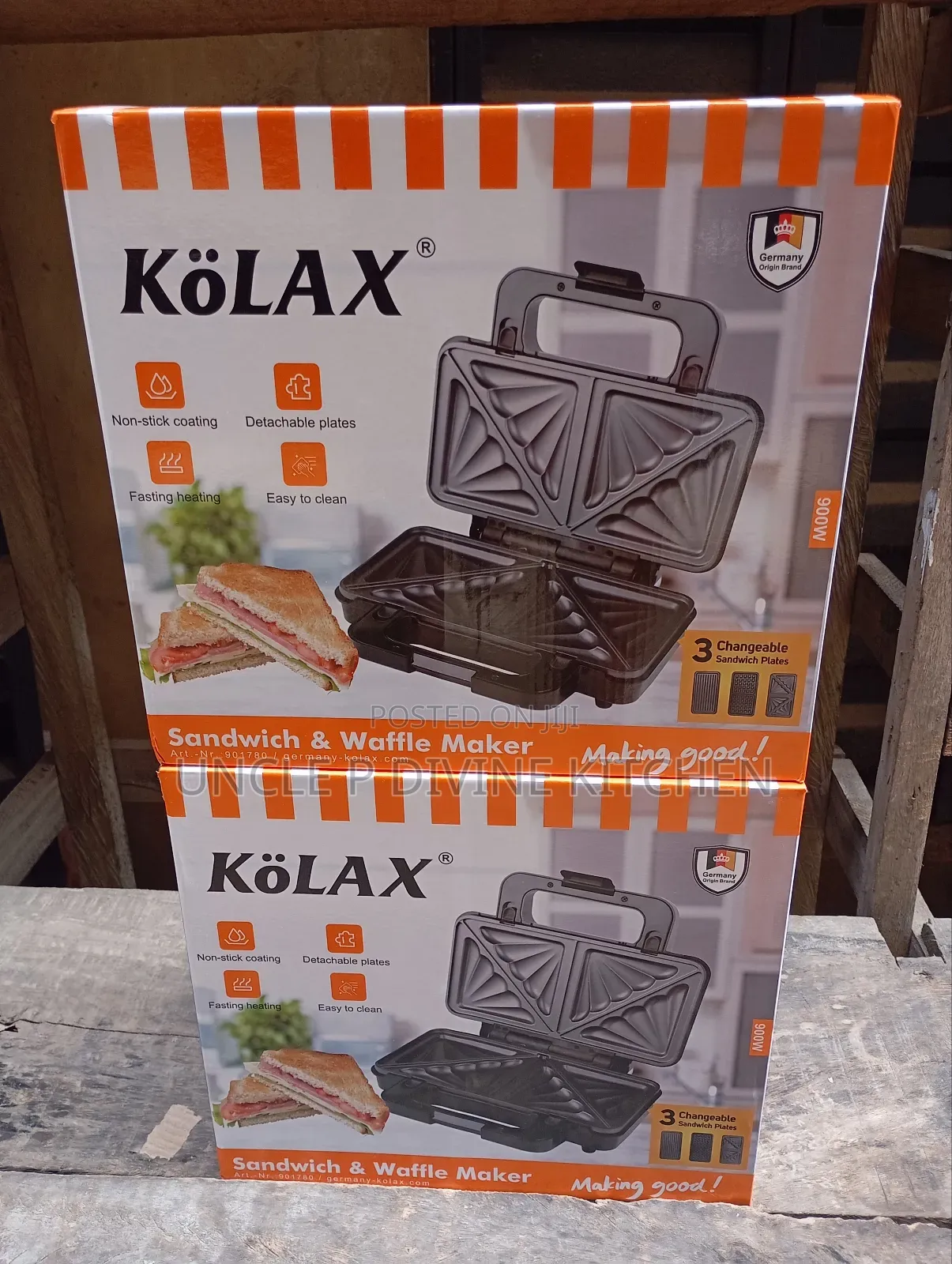 Kolax 3in1 Interchangeable Sandwich Maker/ Toaster, 900w