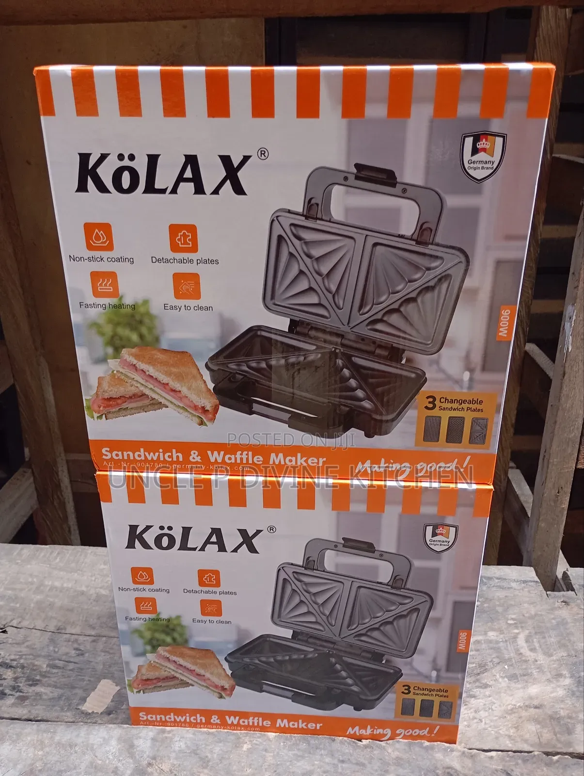 Kolax 3in1 Interchangeable Sandwich Maker/ Toaster, 900w