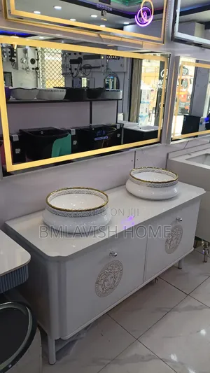 Vintage Vanity Double Bowl Cabinet Basin