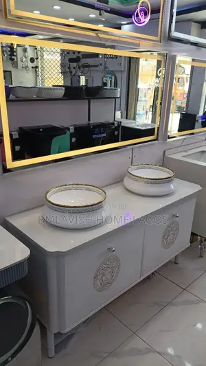 Vintage Vanity Double Bowl Cabinet Basin