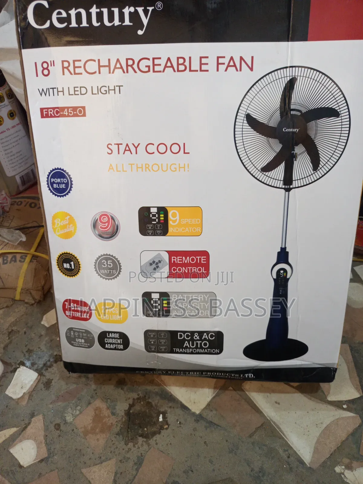 Century Rechargeable Digital Fan 18in