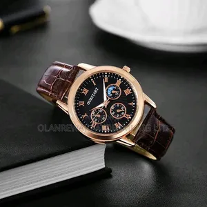 Men Quartz Wristwatch Leather Waterproof Men Business Wrist Watch