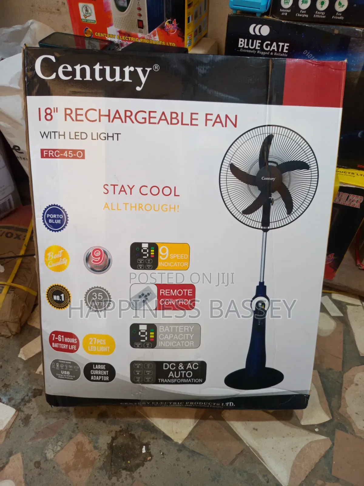 Century Rechargeable Digital Fan 18in