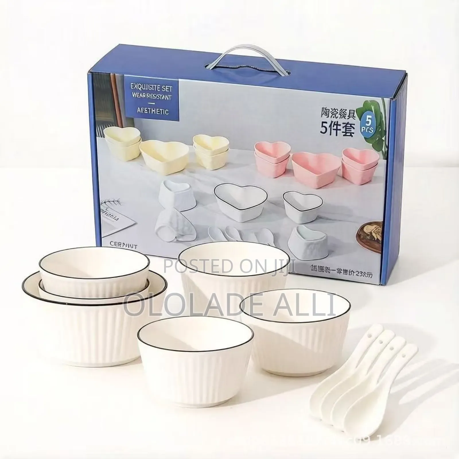 White With Black Dinner Set Ceramic