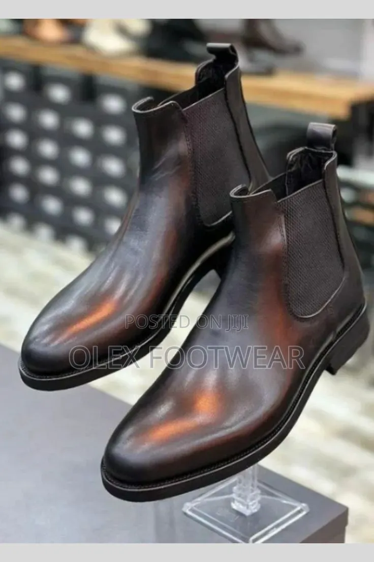 Handmade Blank And Brown Chelsea Boot