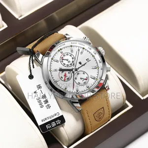 Poedagar Genuine Leather Wristwatch Water Resistant Chronograph Watch