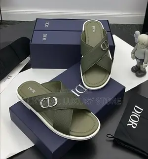 Dior Quality Luxury Men Genuine Leather Slippers