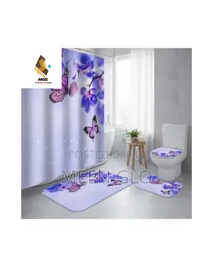 Unique Shower Curtain and Toilet Mat